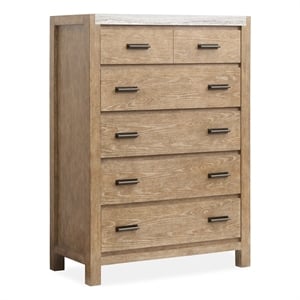 Bowery Hill 5-Drawer Bedroom Chest in Sierra Brown With Marble Top