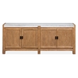 Bowery Hill Sierra Brown Door Console With Marble Top and Wire Management