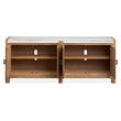 Bowery Hill Sierra Brown Door Console With Marble Top and Wire Management