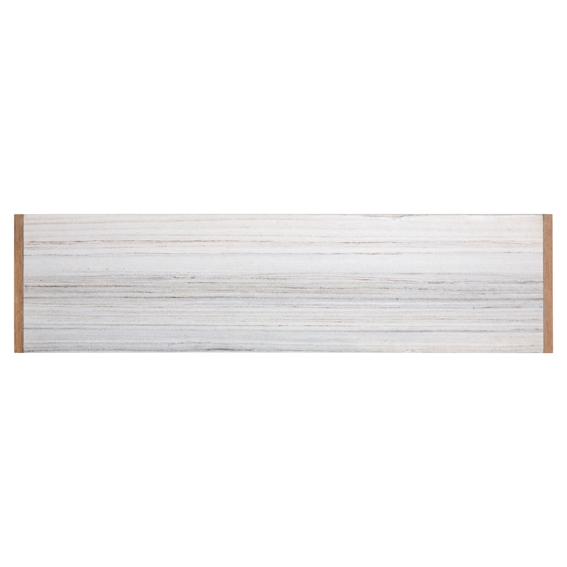 Bowery Hill Sierra Brown Door Console With Marble Top and Wire Management