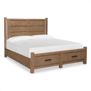 Bowery Hill Queen Panel Storage Bed in Sierra Brown With 2 Drawers