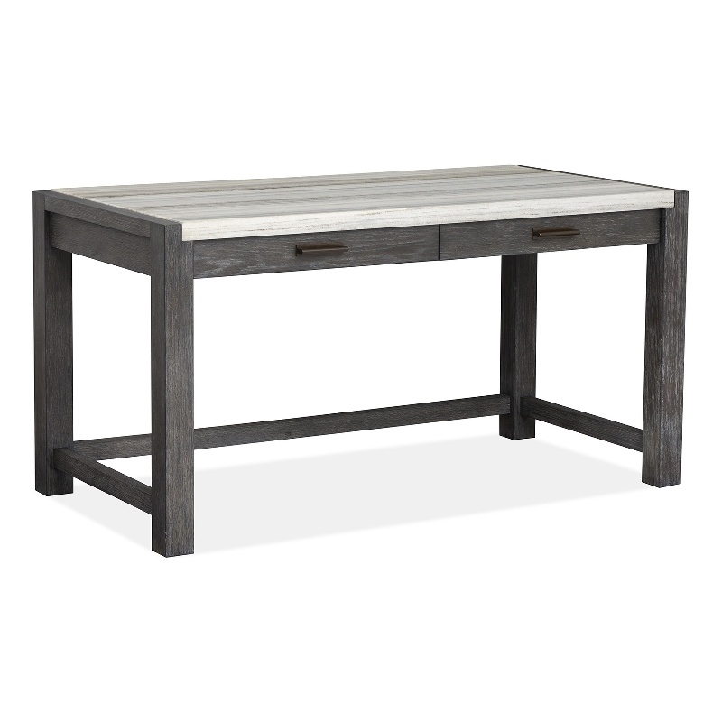 Bowery Hill Ravenwood Black Writing Desk With Marble Top and Felt Drawers