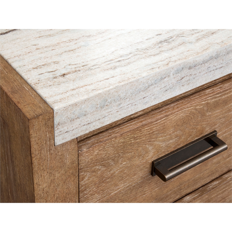 Bowery Hill 6-Drawer Bedroom Dresser in Sierra Brown With Marble Top