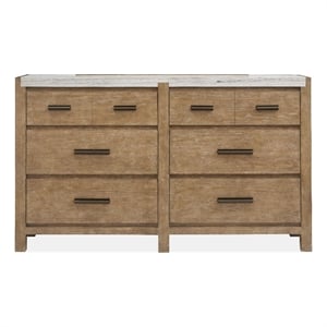 Bowery Hill 6-Drawer Bedroom Dresser in Sierra Brown With Marble Top