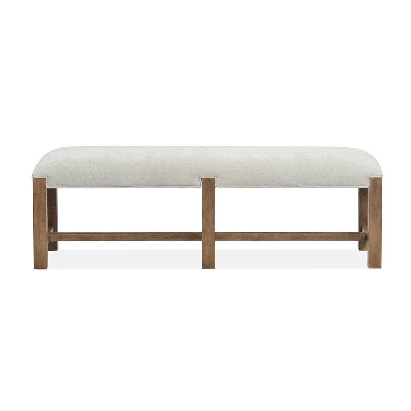Bowery Hill Upholstered Dining Bench in Sierra Brown With Wood Stretchers