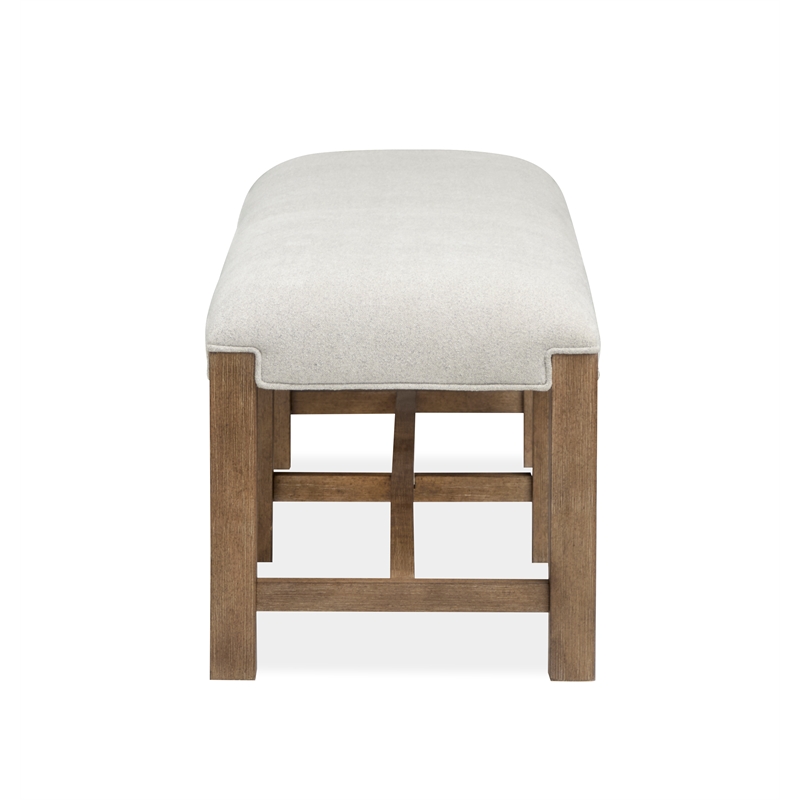 Bowery Hill Upholstered Dining Bench in Sierra Brown With Wood Stretchers