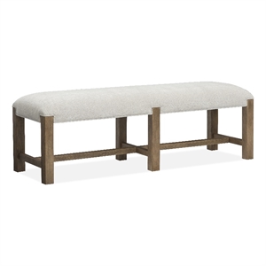 Bowery Hill Upholstered Dining Bench in Sierra Brown With Wood Stretchers