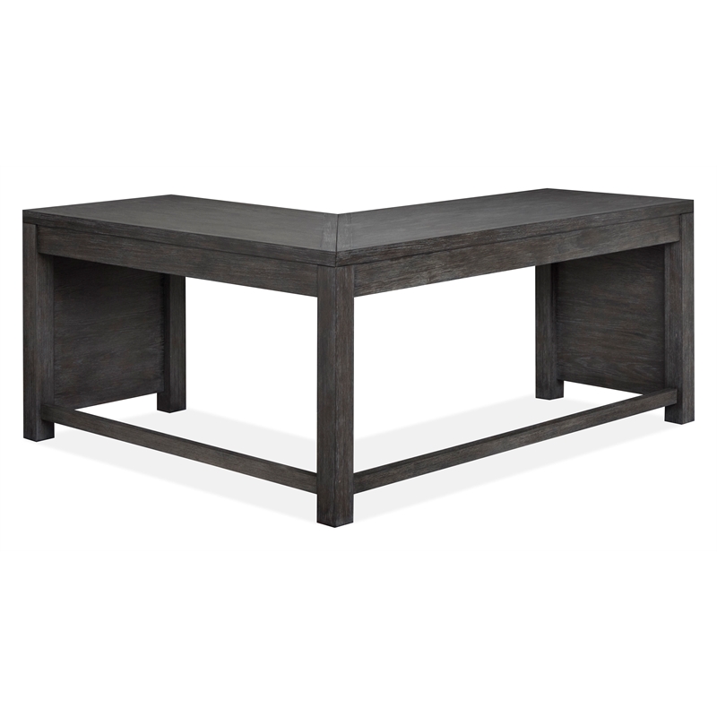 Bowery Hill Ravenwood Black L-Desk With Felt Drawers and Wood Stretchers