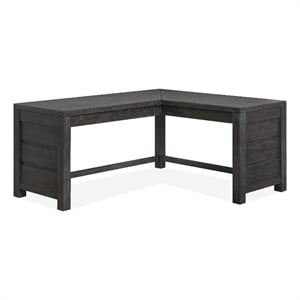 Bowery Hill Ravenwood Black L-Desk With Felt Drawers and Wood Stretchers