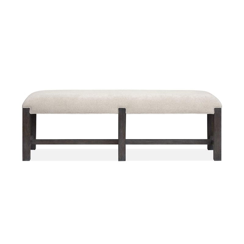 Bowery Hill Upholstered Dining Bench in Ravenwood Black With Stretchers