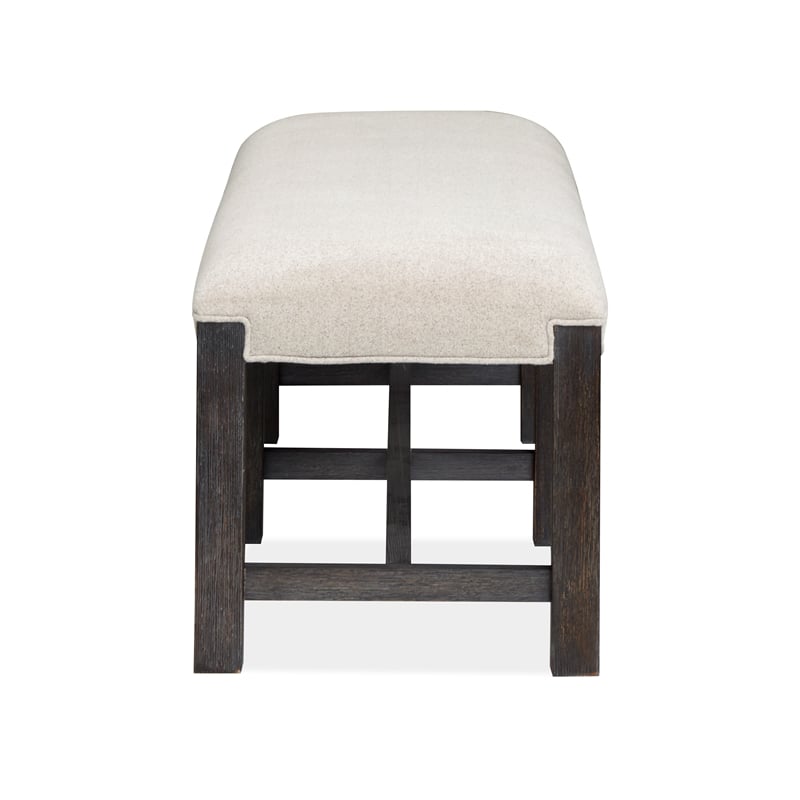 Bowery Hill Upholstered Dining Bench in Ravenwood Black With Stretchers