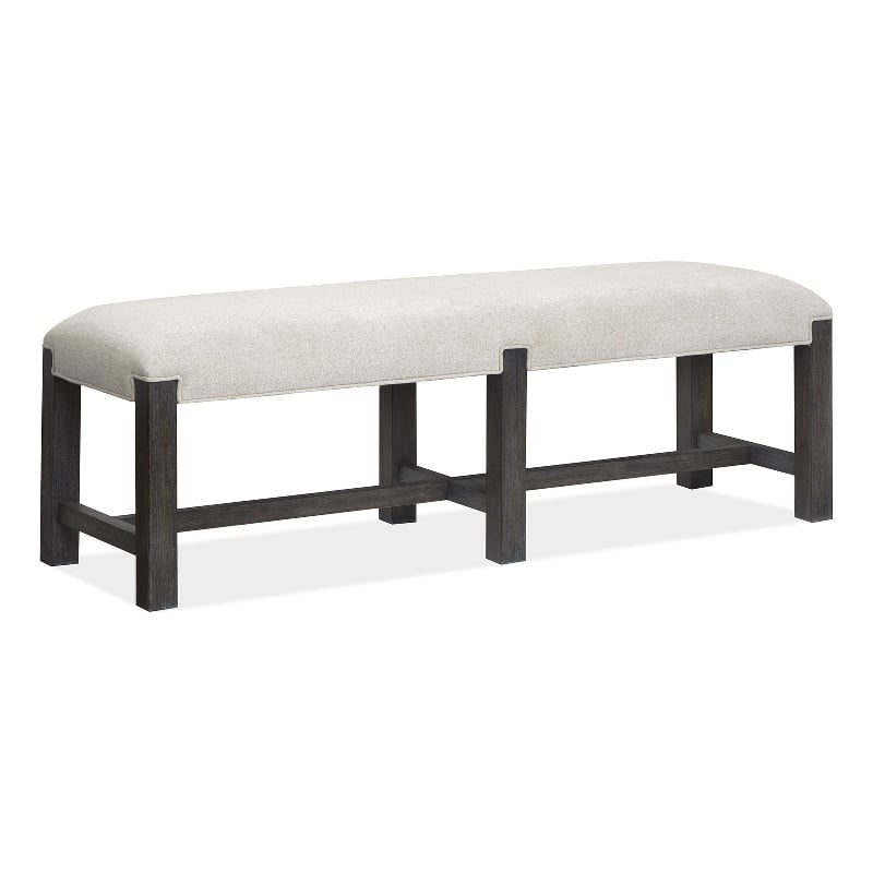 Bowery Hill Upholstered Dining Bench in Ravenwood Black With Stretchers