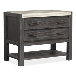 Bowery Hill Open Nightstand in Ravenwood Black With Marble Top and Shelf