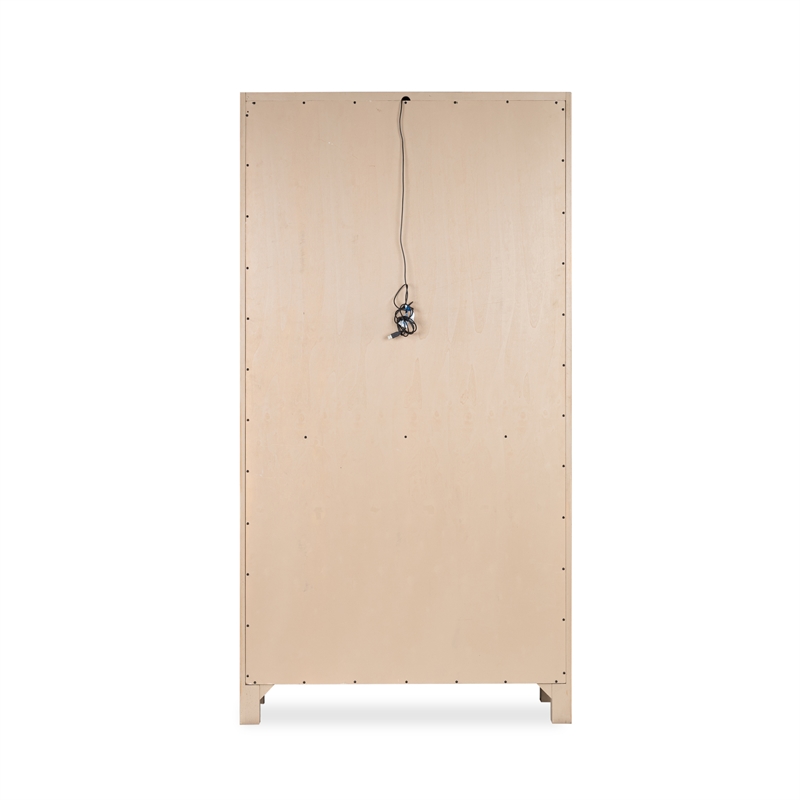 Bowery Hill Display Cabinet in Sierra Brown With LED Light and Marble