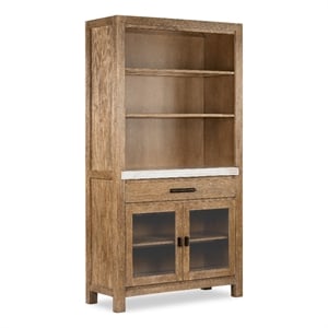 Bowery Hill Display Cabinet in Sierra Brown With LED Light and Marble