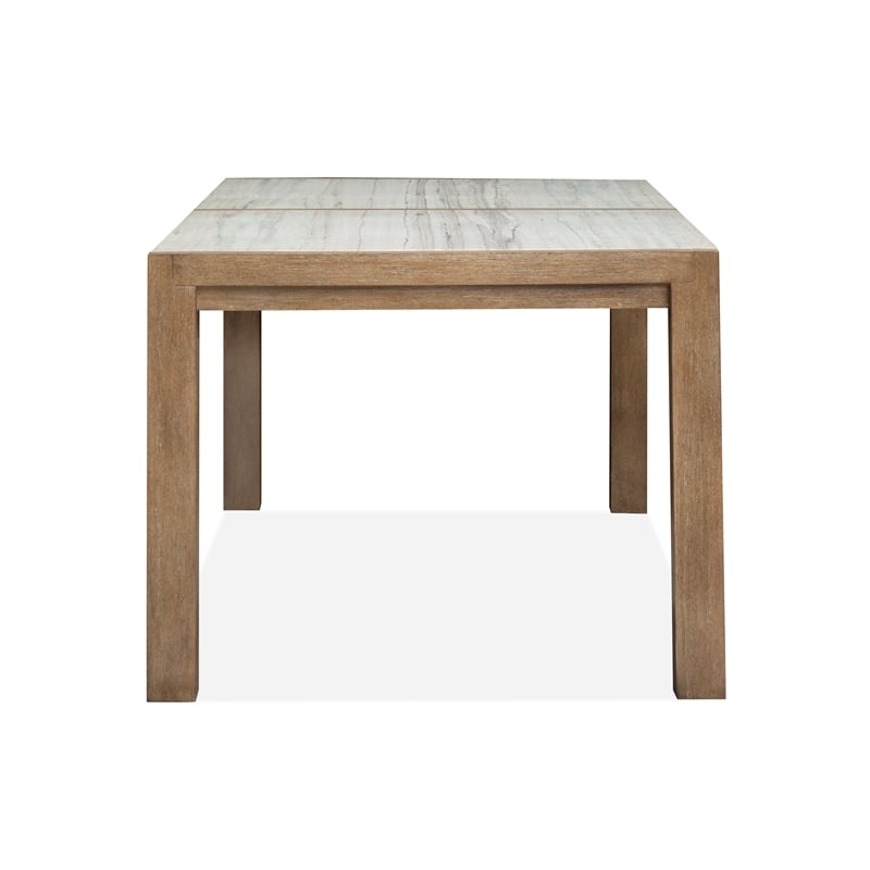 Bowery Hill Rectangular Dining Table in Sierra Brown With Marble Top