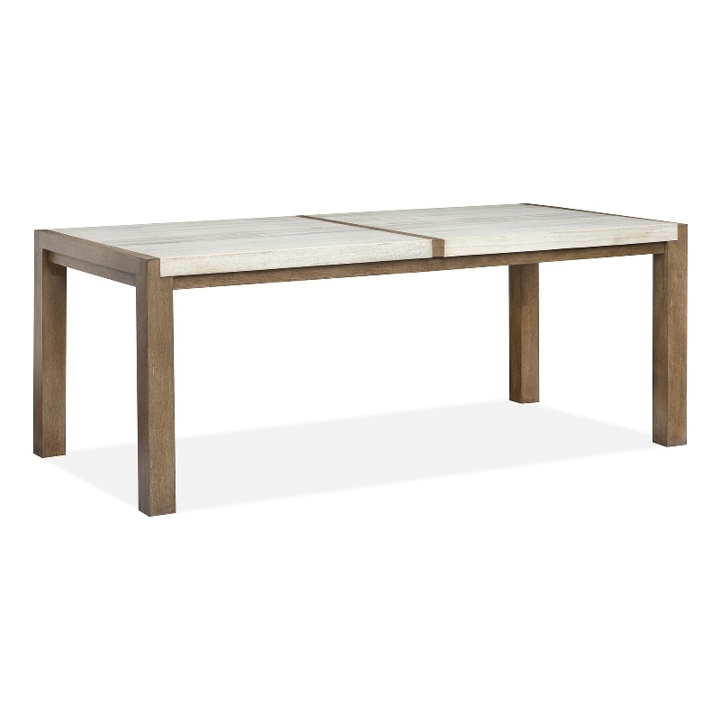 Bowery Hill Rectangular Dining Table in Sierra Brown With Marble Top