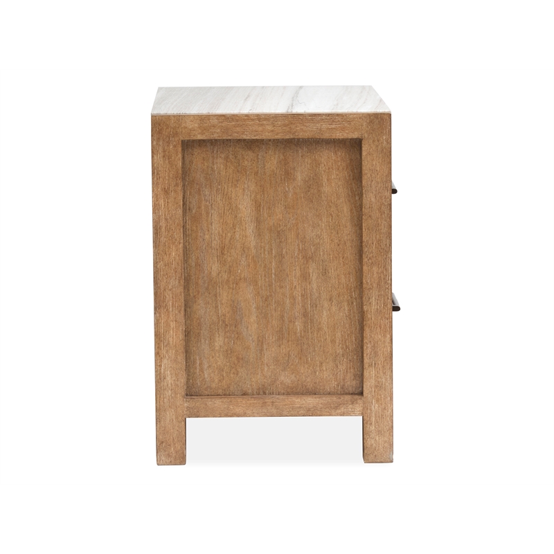 Bowery Hill Contemporary Sierra Brown Drawer Nightstand With Marble Top
