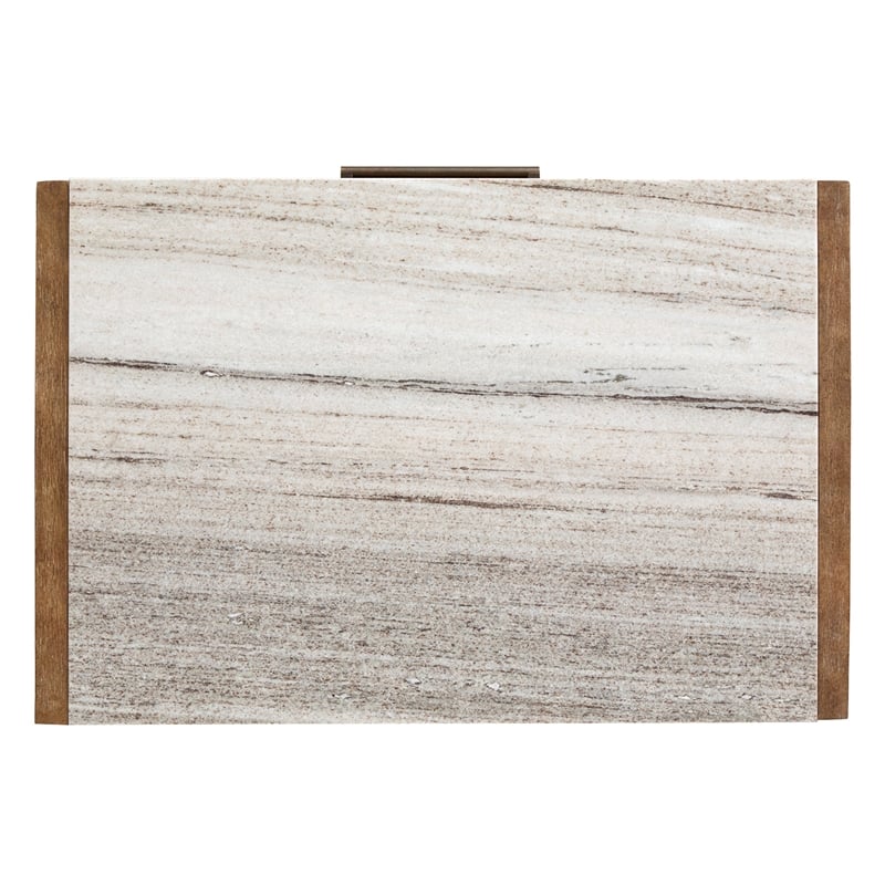 Bowery Hill Contemporary Sierra Brown Drawer Nightstand With Marble Top