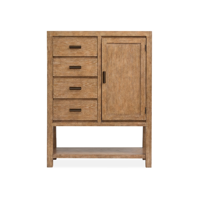 Bowery Hill 1-Door Bedroom Chest in Sierra Brown With 4 Drawers