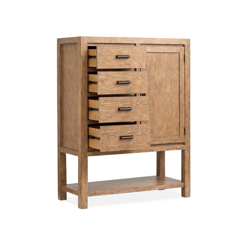 Bowery Hill 1-Door Bedroom Chest in Sierra Brown With 4 Drawers