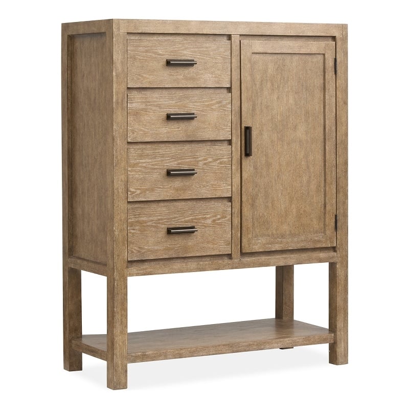 Bowery Hill 1-Door Bedroom Chest in Sierra Brown With 4 Drawers
