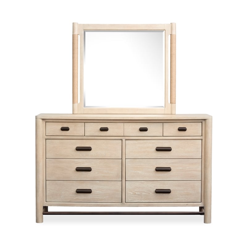 Bowery Hill Sanibel Brown 9-Drawer Dresser With Landscape Mirror