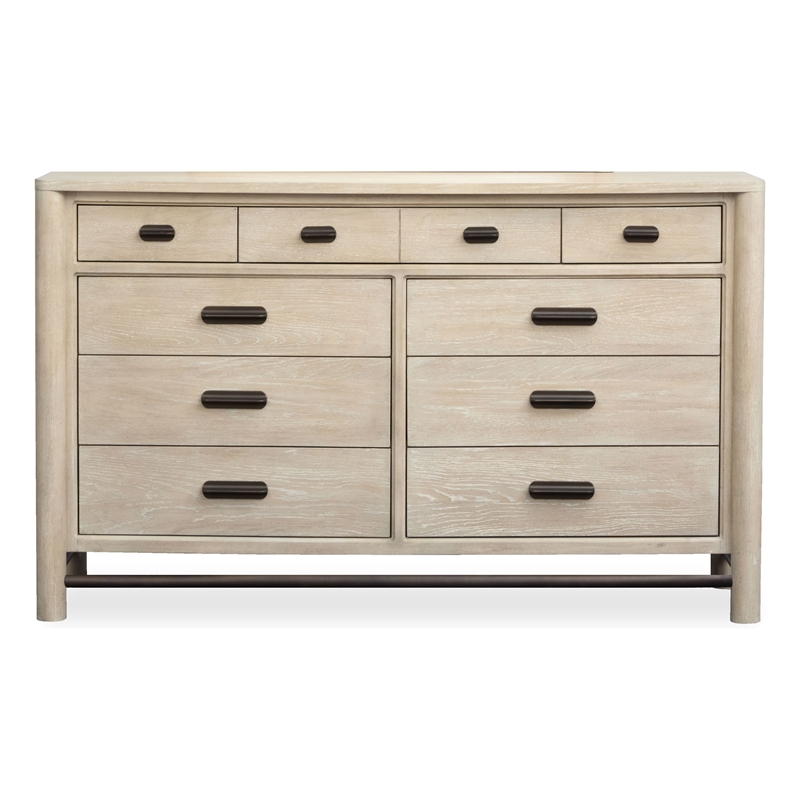 Bowery Hill Sanibel Brown 9-Drawer Dresser With Landscape Mirror
