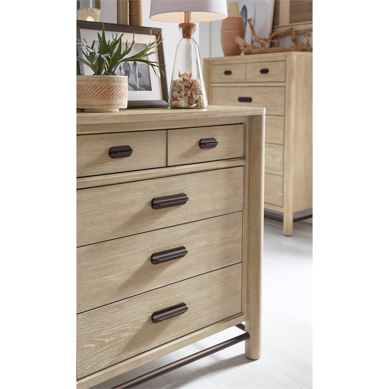 Bowery Hill Sanibel Brown 9-Drawer Dresser With Landscape Mirror