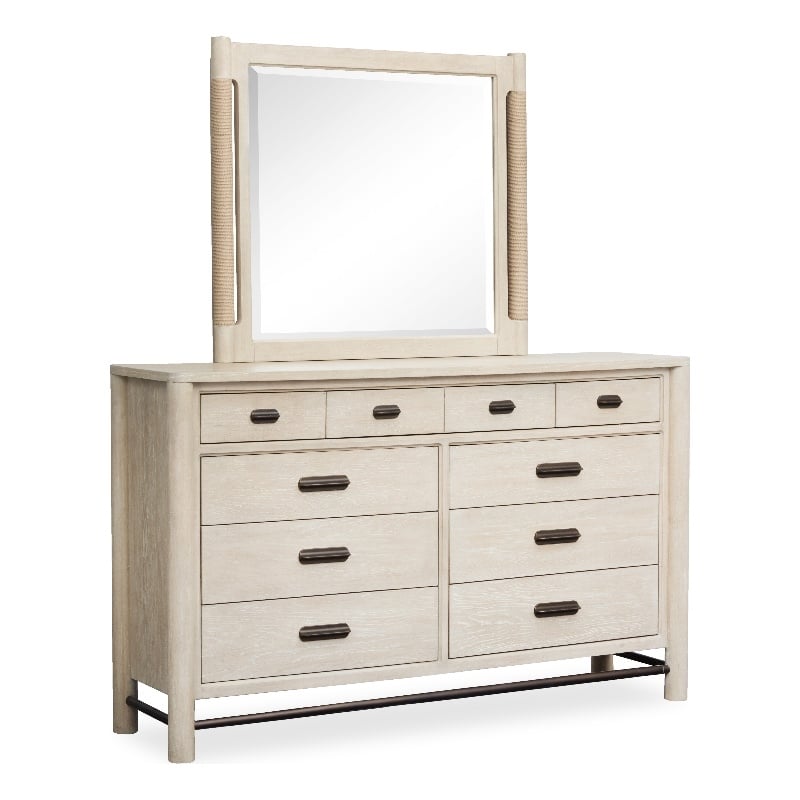 Bowery Hill Sanibel Brown 9-Drawer Dresser With Landscape Mirror