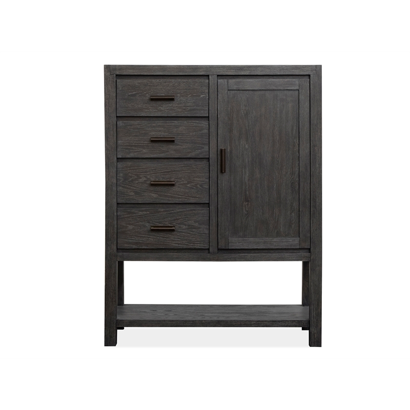 Bowery Hill 1-Door Bedroom Chest in Ravenwood Black With 4 Drawers