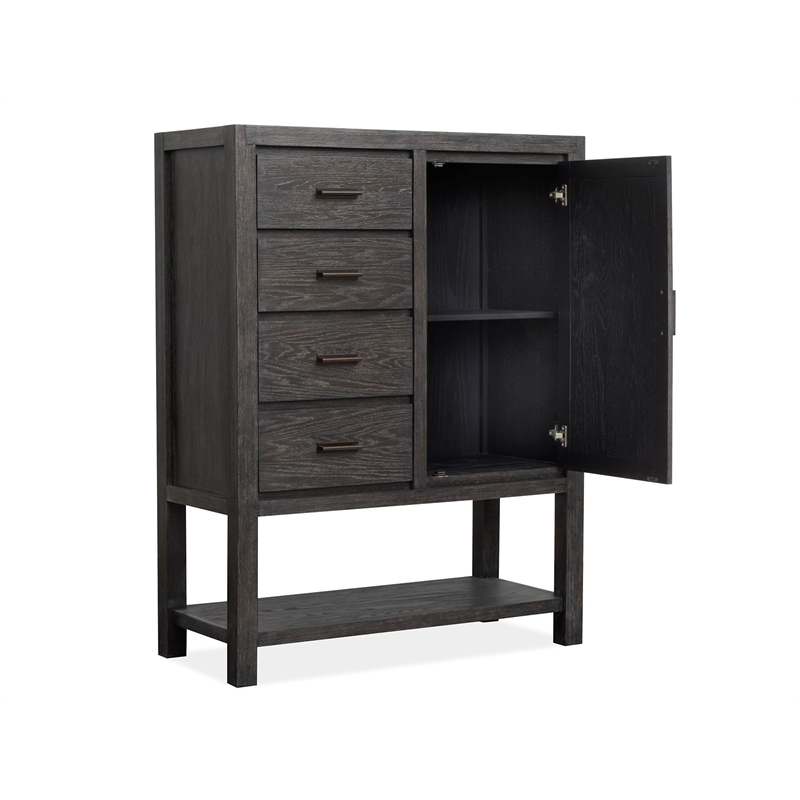 Bowery Hill 1-Door Bedroom Chest in Ravenwood Black With 4 Drawers
