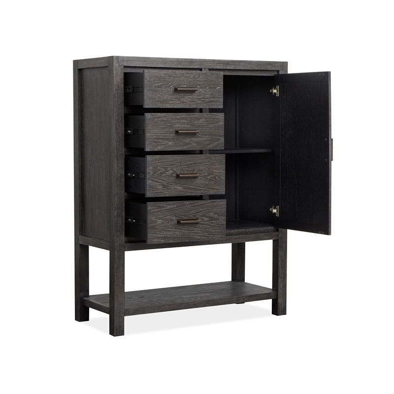 Bowery Hill 1-Door Bedroom Chest in Ravenwood Black With 4 Drawers