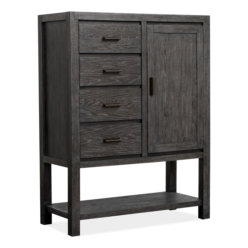 Bowery Hill 1-Door Bedroom Chest in Ravenwood Black With 4 Drawers
