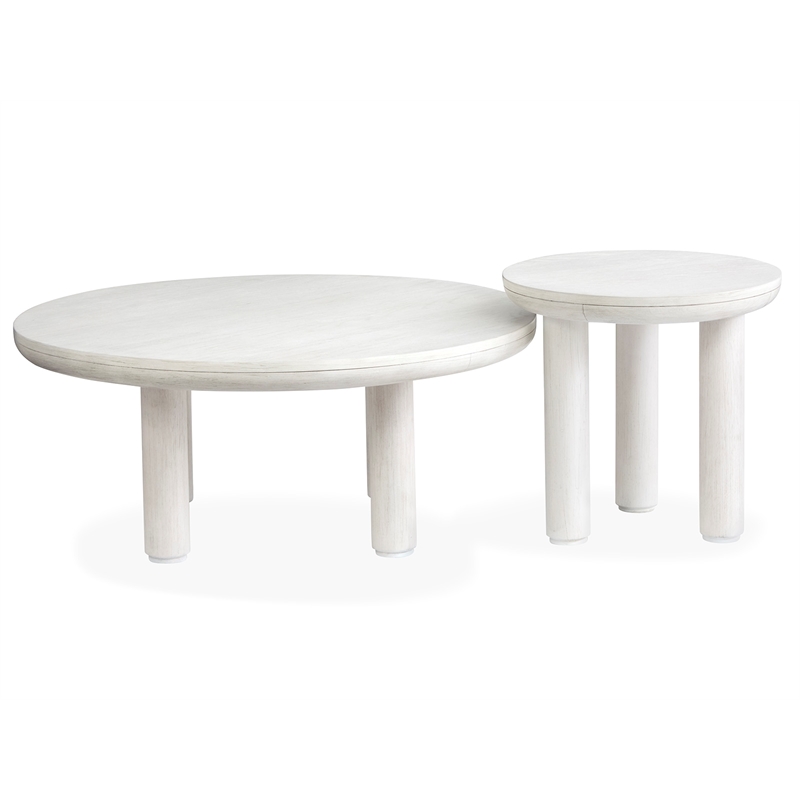 Bowery Hill Nesting Cocktail Table Set in Moonlight Pearl With Casters