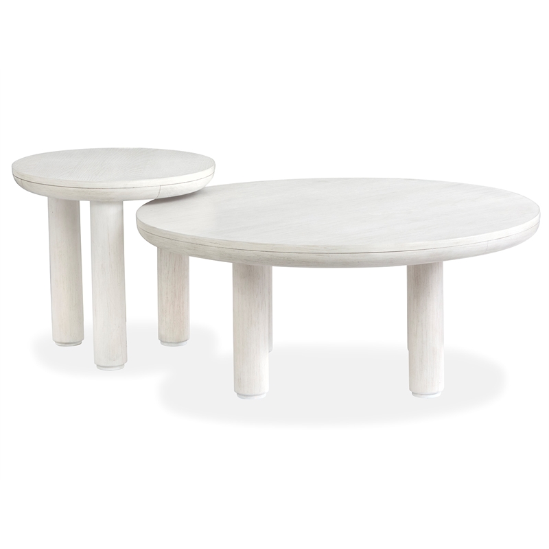 Bowery Hill Nesting Cocktail Table Set in Moonlight Pearl With Casters