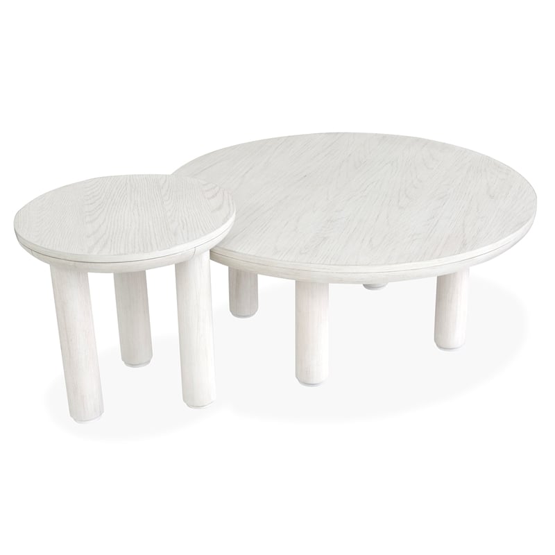 Bowery Hill Nesting Cocktail Table Set in Moonlight Pearl With Casters