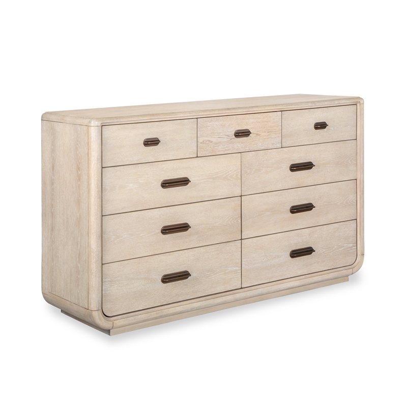 Bowery Hill Sanibel Brown 9-Drawer Dresser With Landscape Mirror