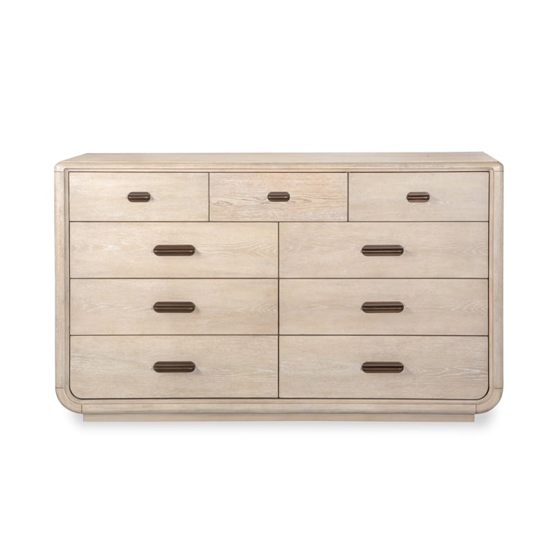 Bowery Hill Sanibel Brown 9-Drawer Dresser With Landscape Mirror