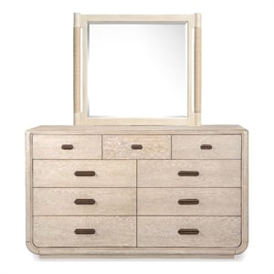 Bowery Hill Sanibel Brown 9-Drawer Dresser With Landscape Mirror