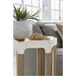 Bowery Hill Moonlight Pearl Drum Table With Glass Insert and Paper Cord
