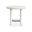 Bowery Hill Round End Table in Moonlight Pearl With Metal Framed Shelf