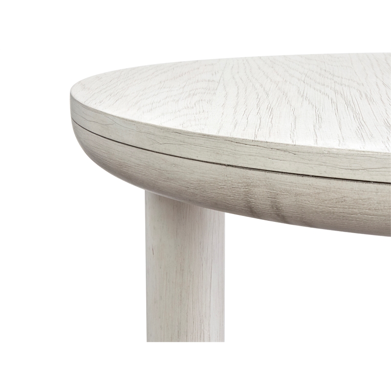 Bowery Hill Round End Table in Moonlight Pearl With Metal Framed Shelf