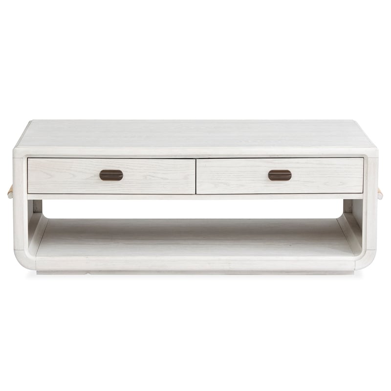 Bowery Hill Rectangular Cocktail Table in Moonlight Pearl With Casters