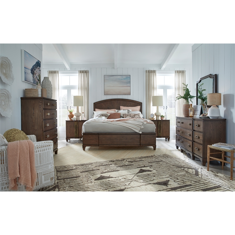 Bowery Hill 9-Drawer Bedroom Dresser in Spiced Rum With Brass Hardware
