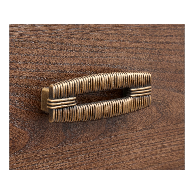 Bowery Hill 9-Drawer Bedroom Dresser in Spiced Rum With Brass Hardware