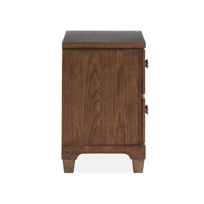 Bowery Hill 2-Drawer Nightstand in Spiced Rum With Weathered Brass