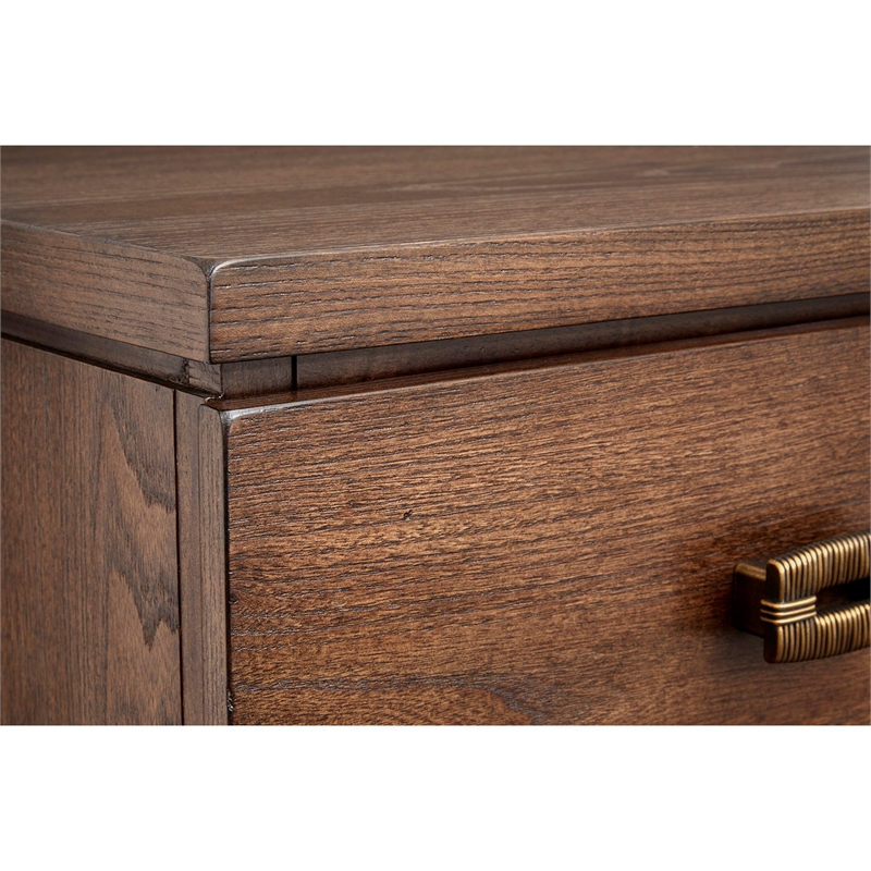 Bowery Hill 9-Drawer Dresser With Shaped Mirror in Spiced Rum