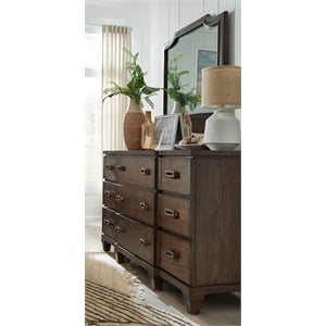 Bowery Hill 9-Drawer Dresser With Shaped Mirror in Spiced Rum