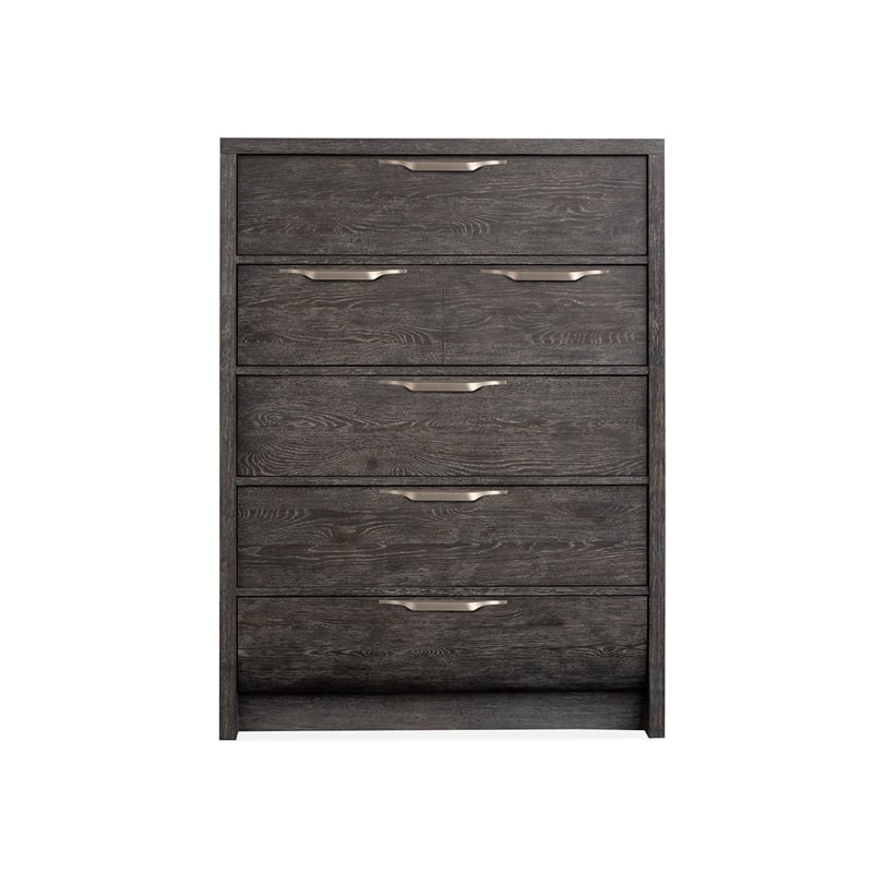 Bowery Hill 5-Drawer Bedroom Chest in Black Heron With Satin Nickel